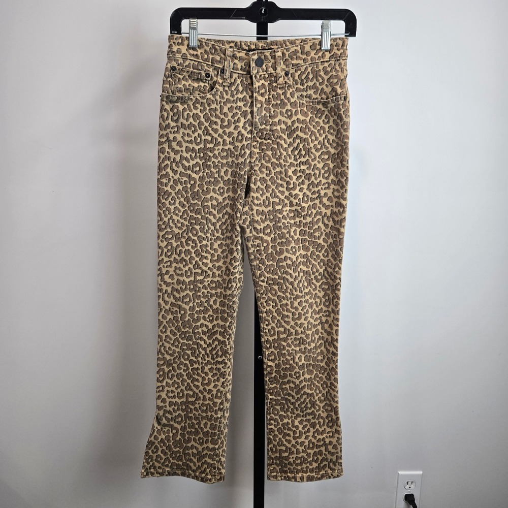Lucky Brand Bridgette Slim High Rise Leopard Print Jeans Brown 4/27 Crop